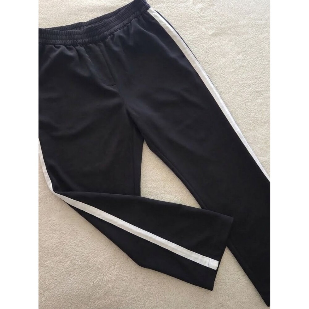 Willow & Clay Black Wide Leg Side Stripe Tencel Track Pants size M - Picture 2 of 6